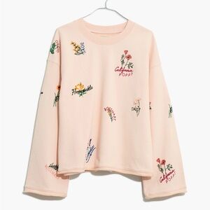 Madewell Bell Sleeve Embroidered Sweatshirt